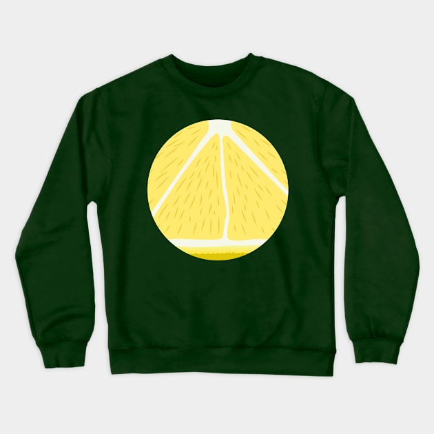 Juicy Yellow Lemon Slice, Minimal Design Crewneck Sweatshirt by diplikaya